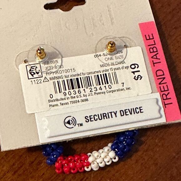 Bijoux Bar heart shaped patriotic beaded earrings - Picture 2 of 2